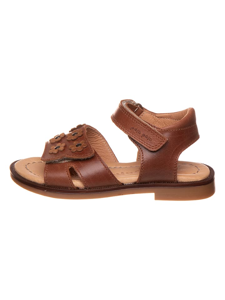 POM POM Leder-Sandalen in Braun günstig kaufen