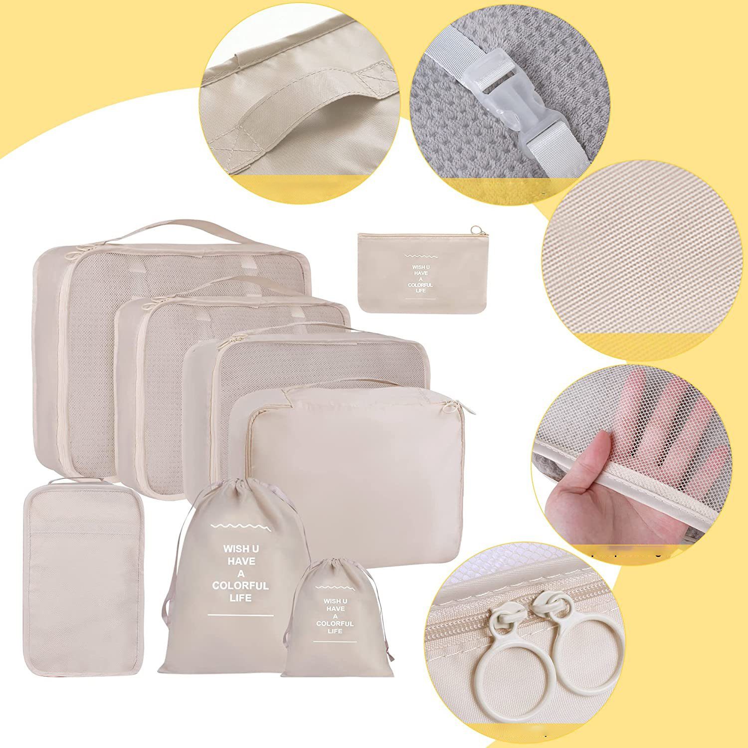 Bedee Kofferorganizer 9 Teilige Koffer Organizer Packing Cubes Kleidertaschen (9-tlg)