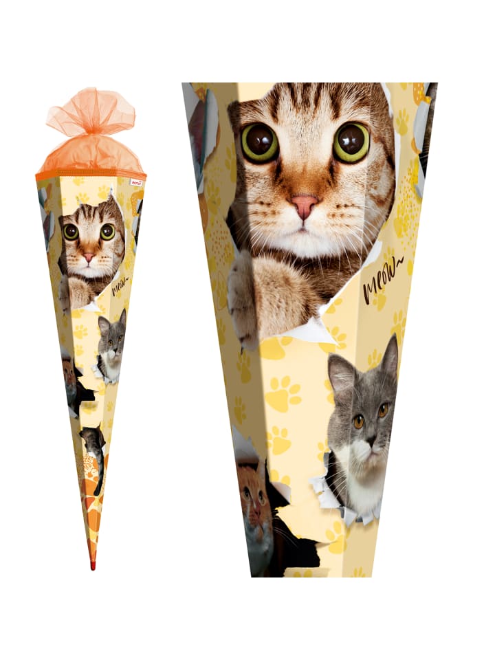 ROTH Schultüte groß Katzenparty 85 cm in Orange günstig kaufen onesize