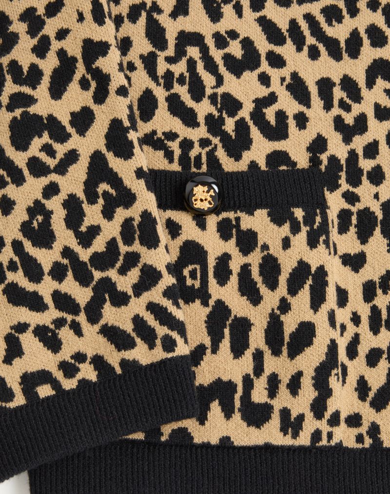 Valentino wollen vest met Fauve Eclat Animalier jacquardmotief