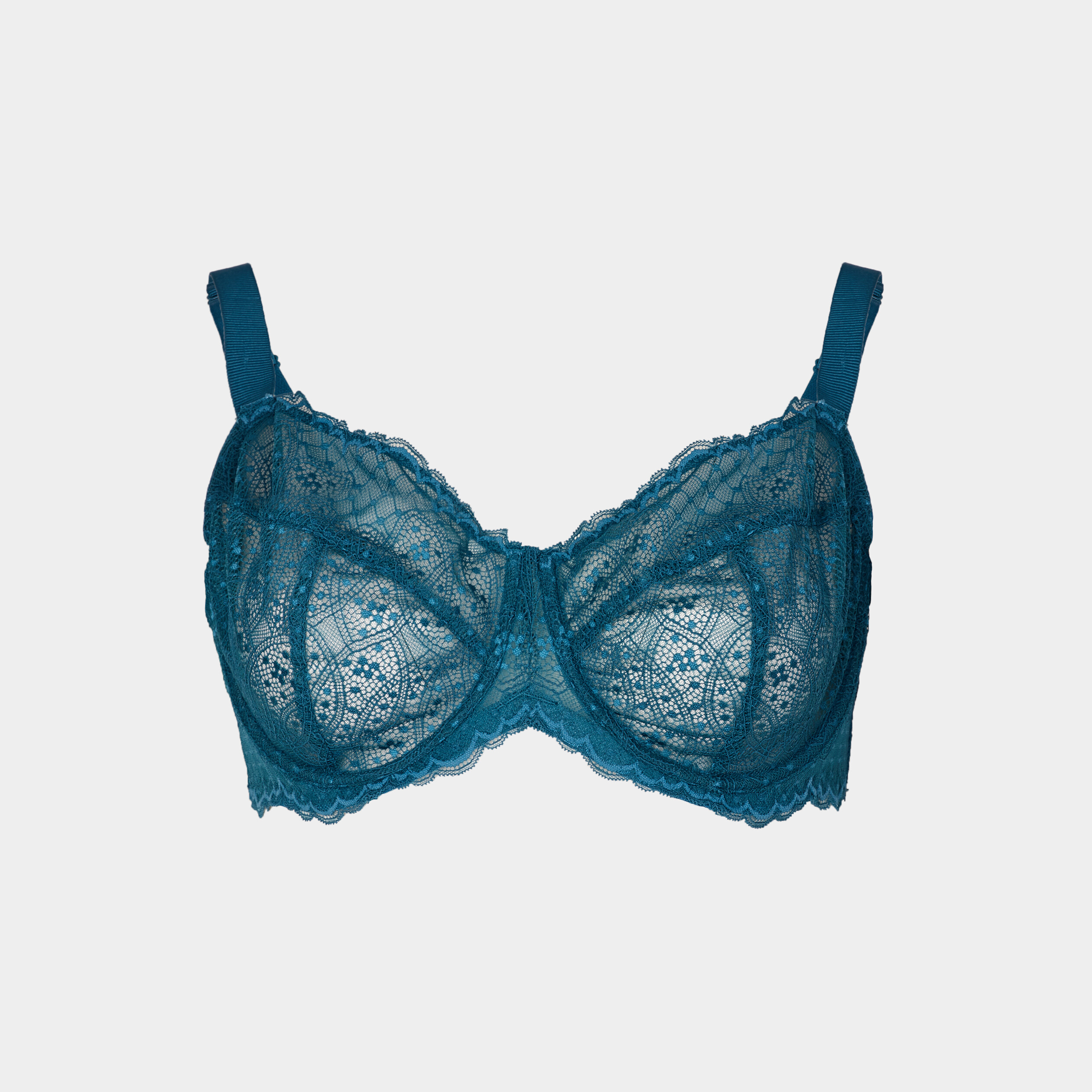 Soutien-gorge emboîtant en dentelle bleu canard femme grande taille | La Halle