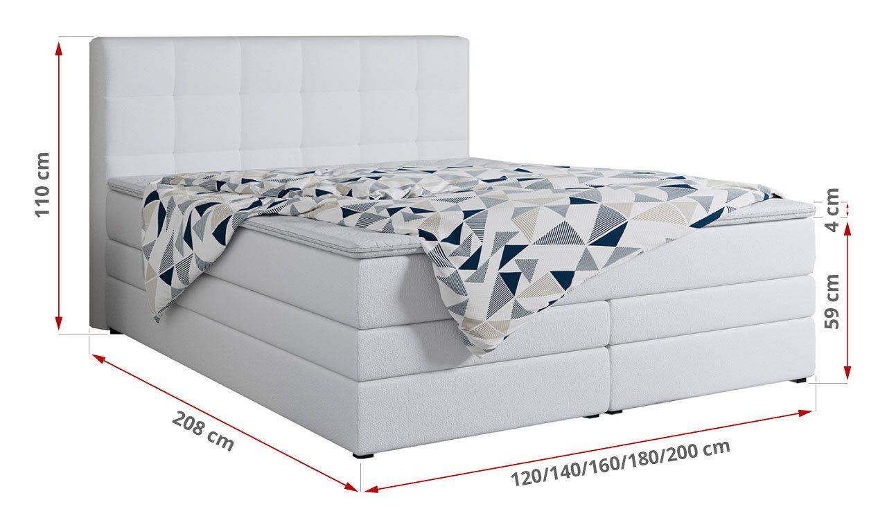MKS MÖBEL Boxspringbett LUKA KING (King Doppelbett), Polsterbett mit Bettkasten und Zwei Matratzen