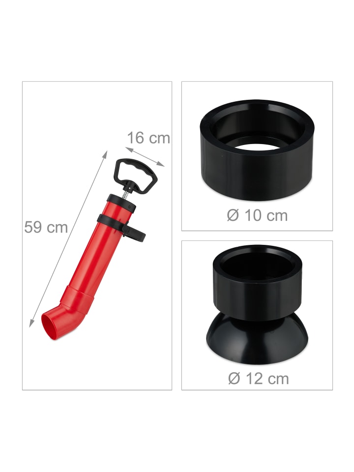 relaxdays Rohrreinigungspumpe in Schwarz/ Rot günstig kaufen onesize