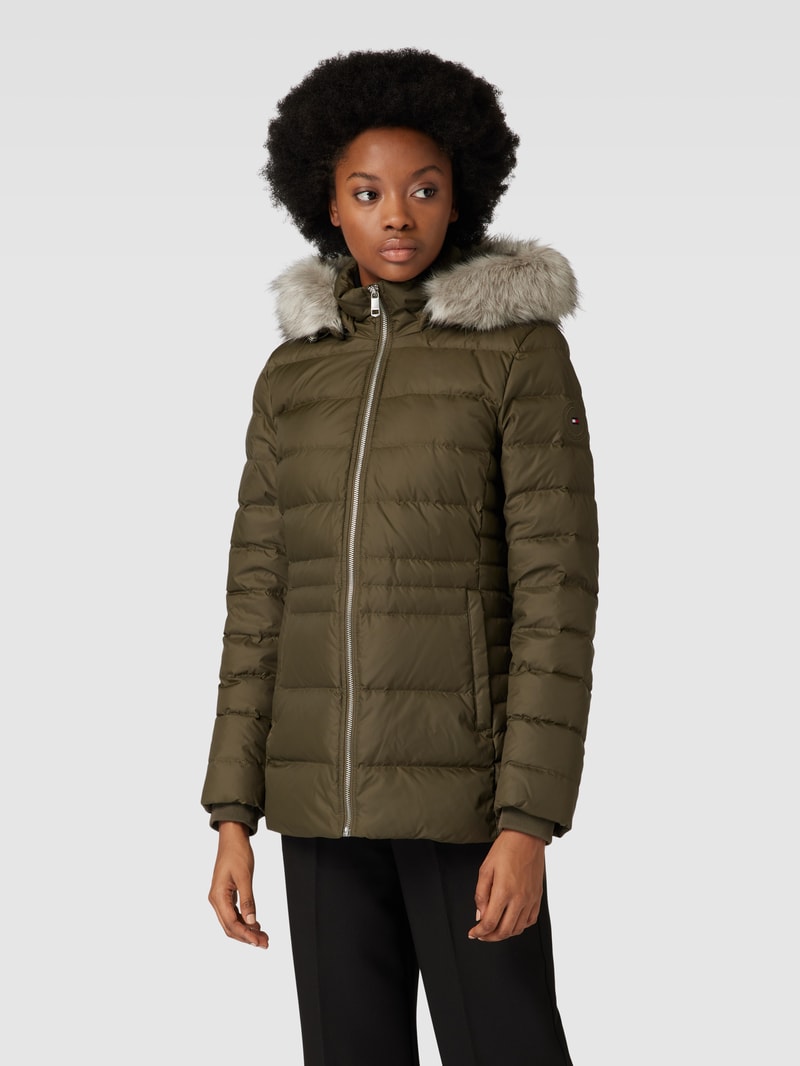 Steppjacke mit Kapuze in khaki