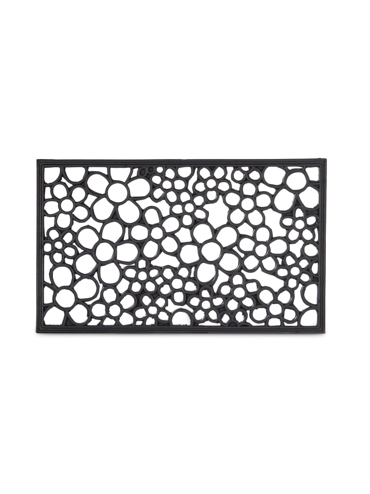 relaxdays Fußabtreter Blumen in Schwarz - (B)75 x (T)45 cm günstig kaufen onesize