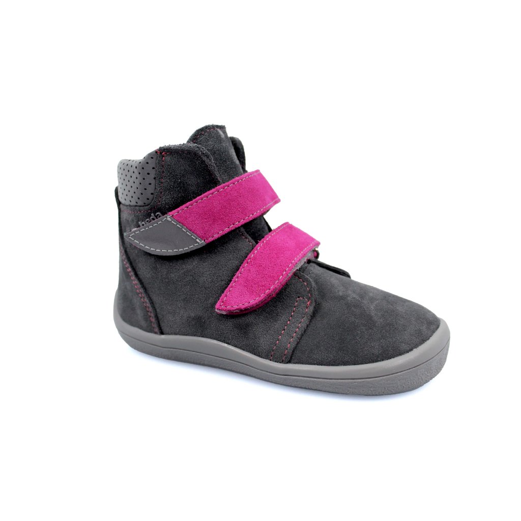Beda Isabel mit Membran und Hinterkappe (BF 0004/W/MK/OP) graue Winter-Barfußstiefeletten