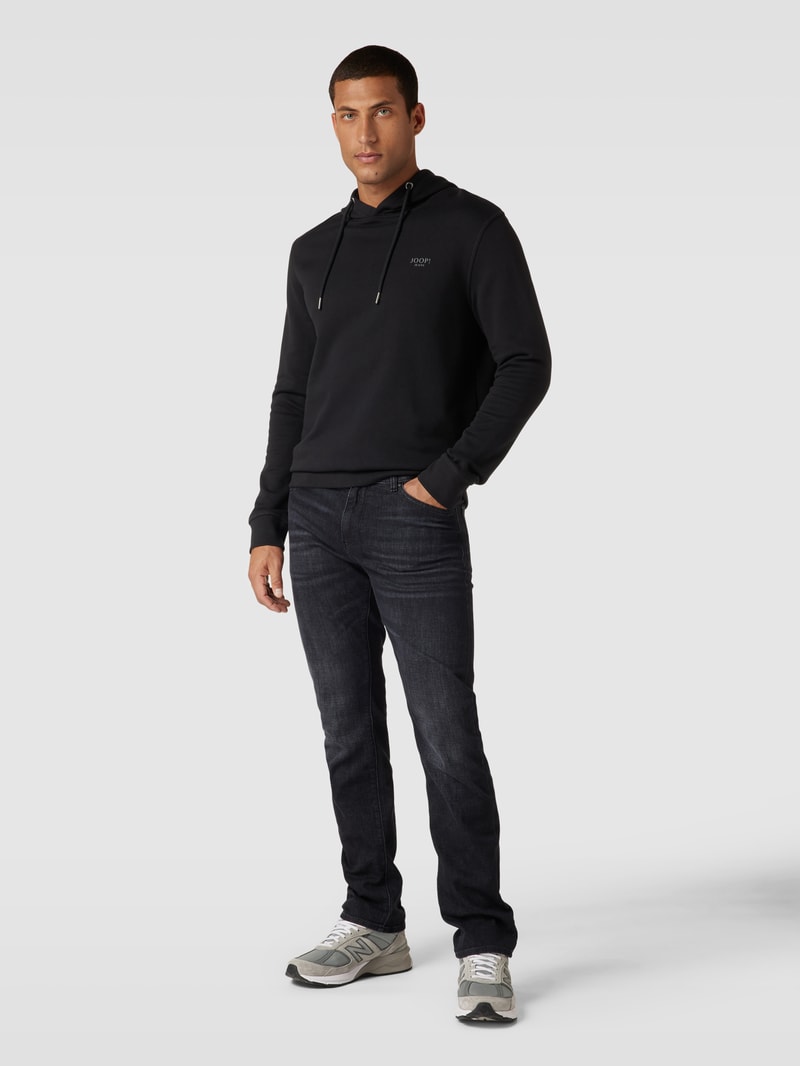 Hoodie mit Label-Print Modell 'Samuel' in schwarz