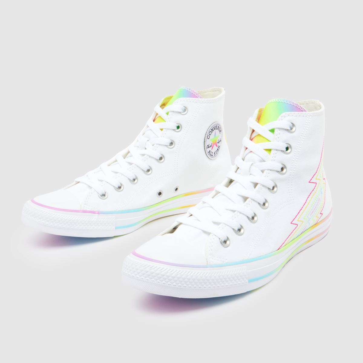 Converse – All Star – Vita, flerfärgade sneakers med hög midja