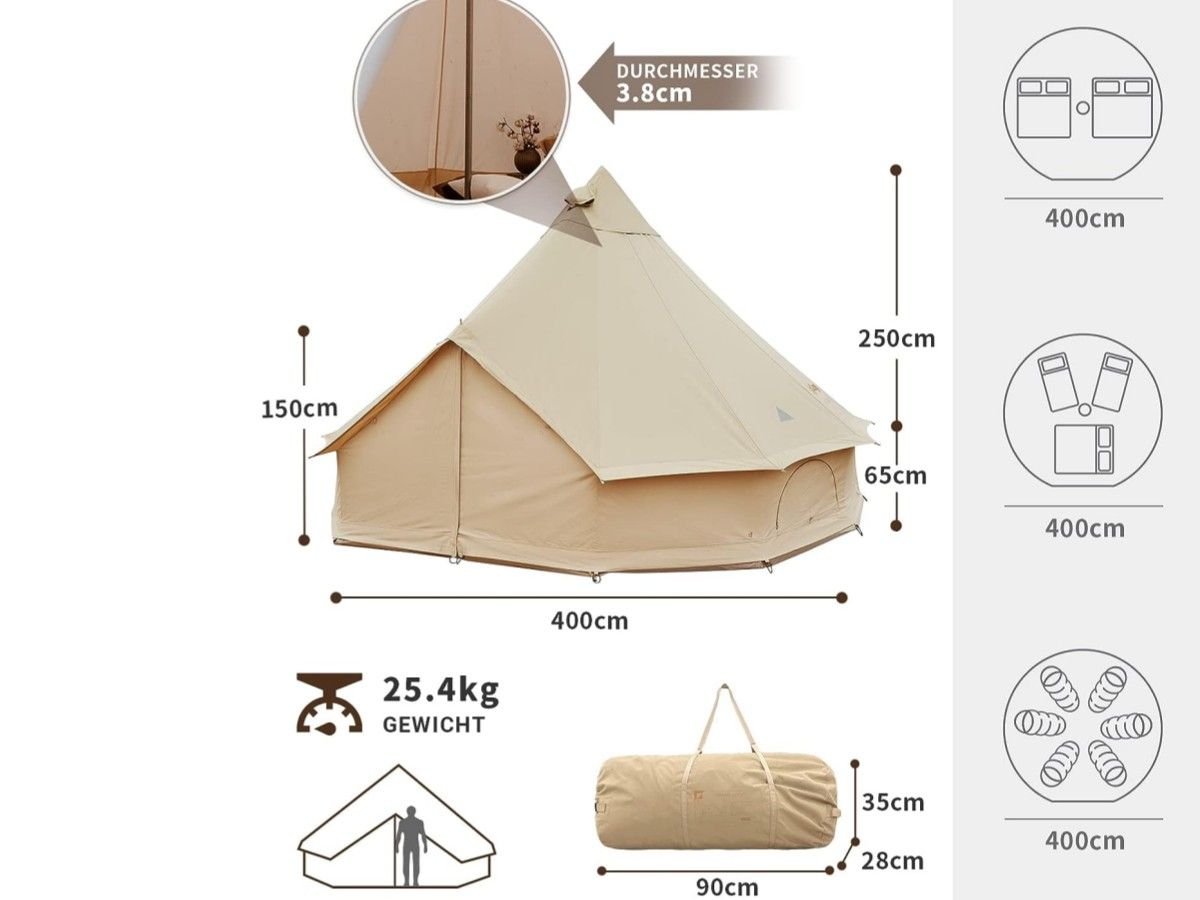 KingCamp 4 M Khan Glamping Bell Zelt