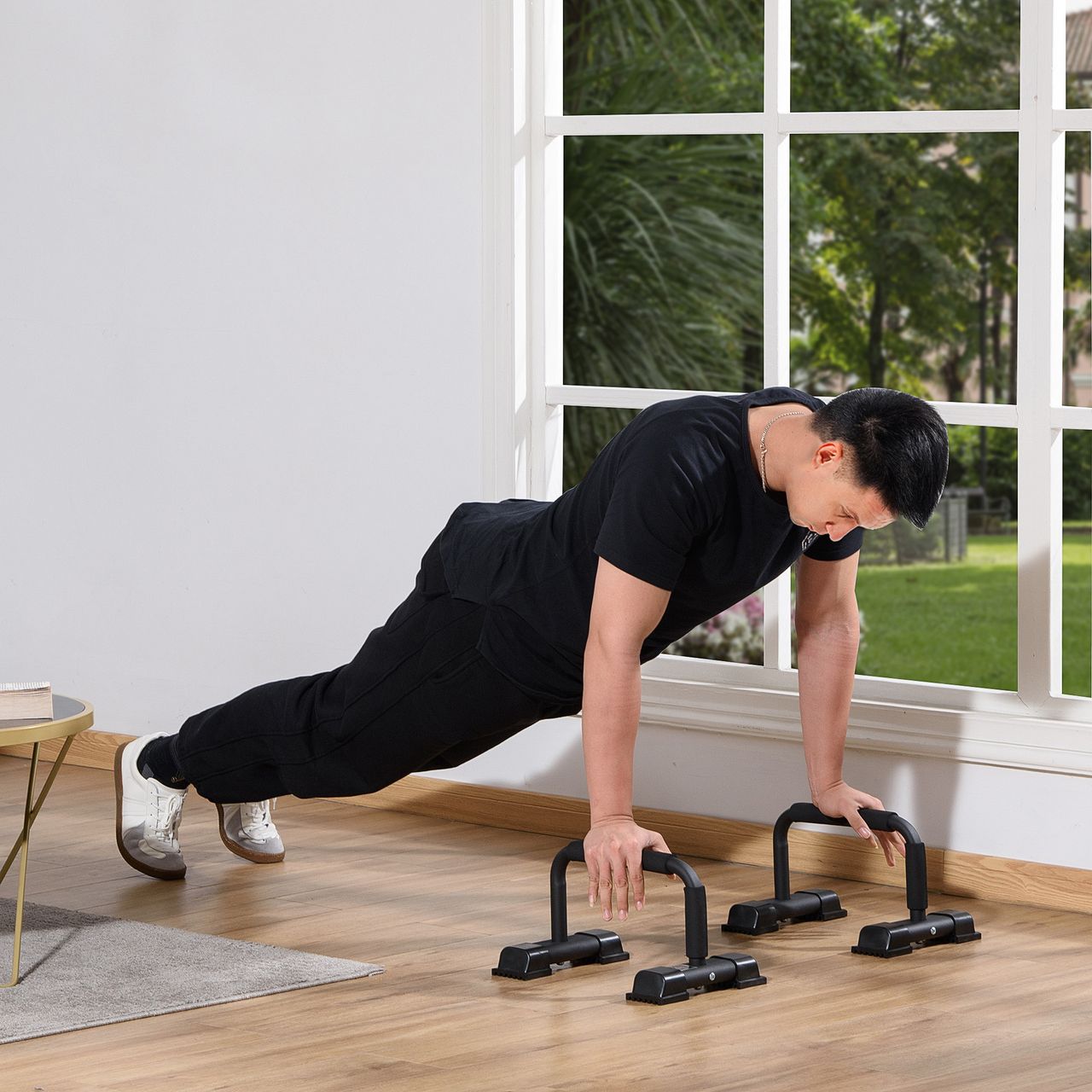 HOMCOM Liegestützgriffe 2er Set rutschfest Push Up Griffe Push up Bars Parallettes Liegestützen für Muskeltraining und Krafttraining Stahl