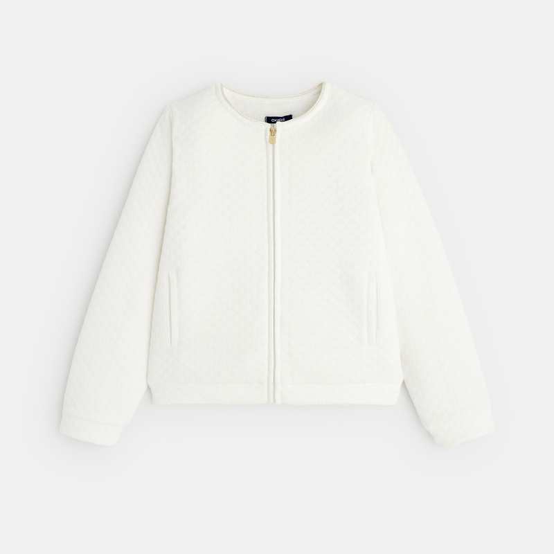 Sweat-shirt doublé en polaire sherpa blanc fille