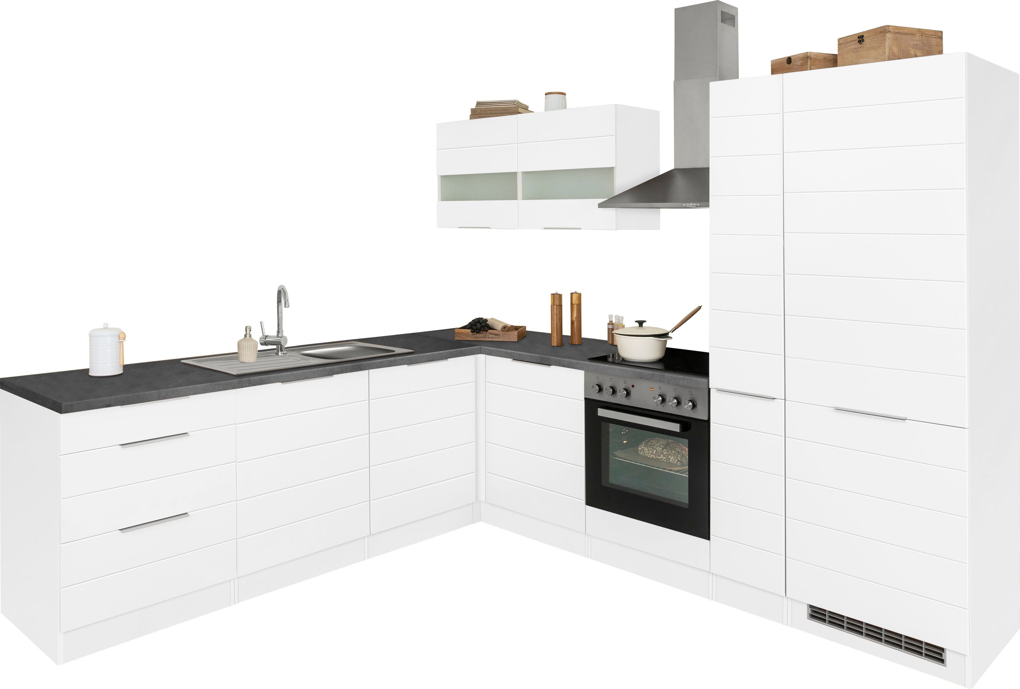 HELD MÖBEL Küche Luhe, Stellbreite 240x270 cm, wahlweise mit oder ohne E-Geräten, MDF-Fronten