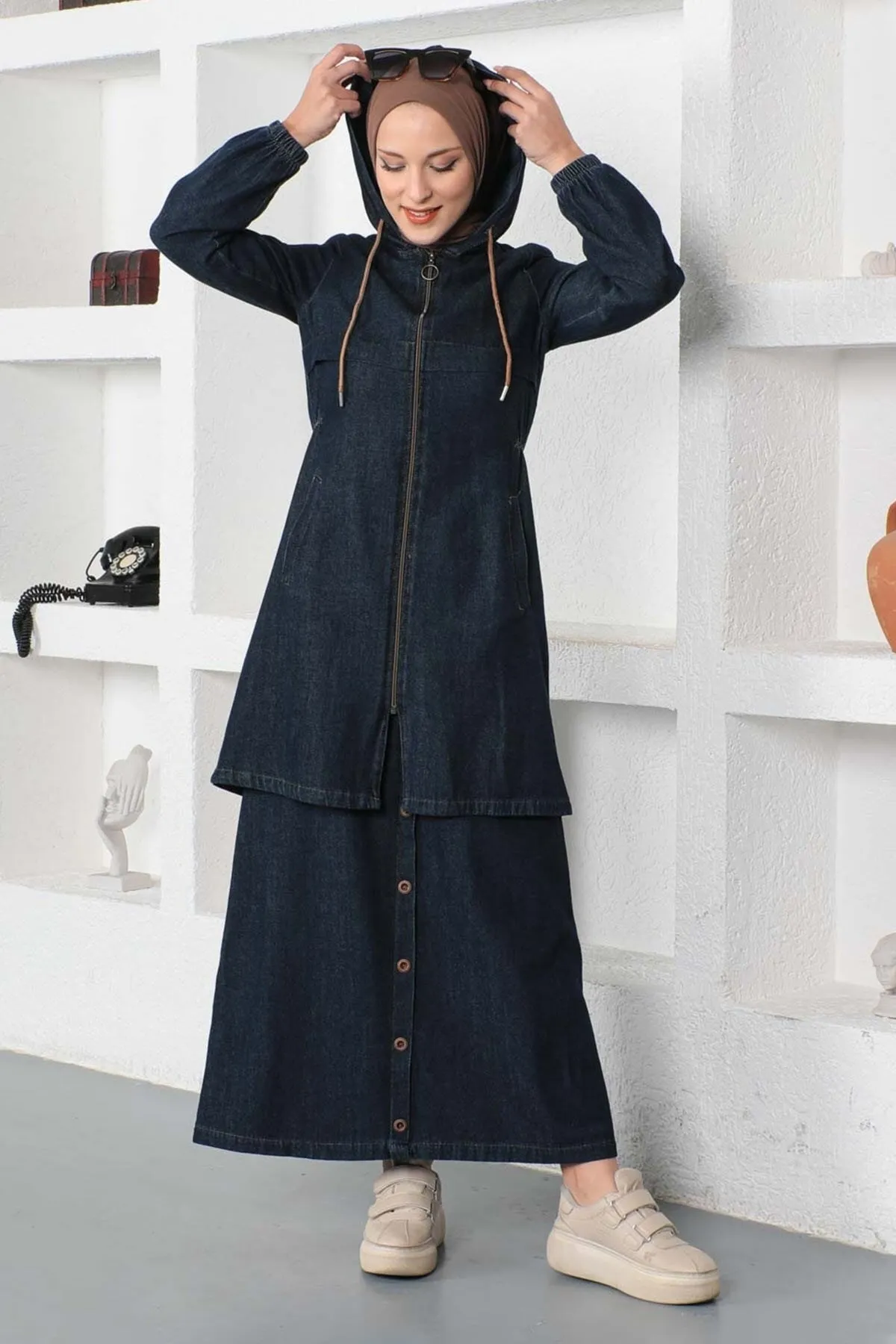 Modamihram  Jeansanzug mit Rock, Dark Denim 19500