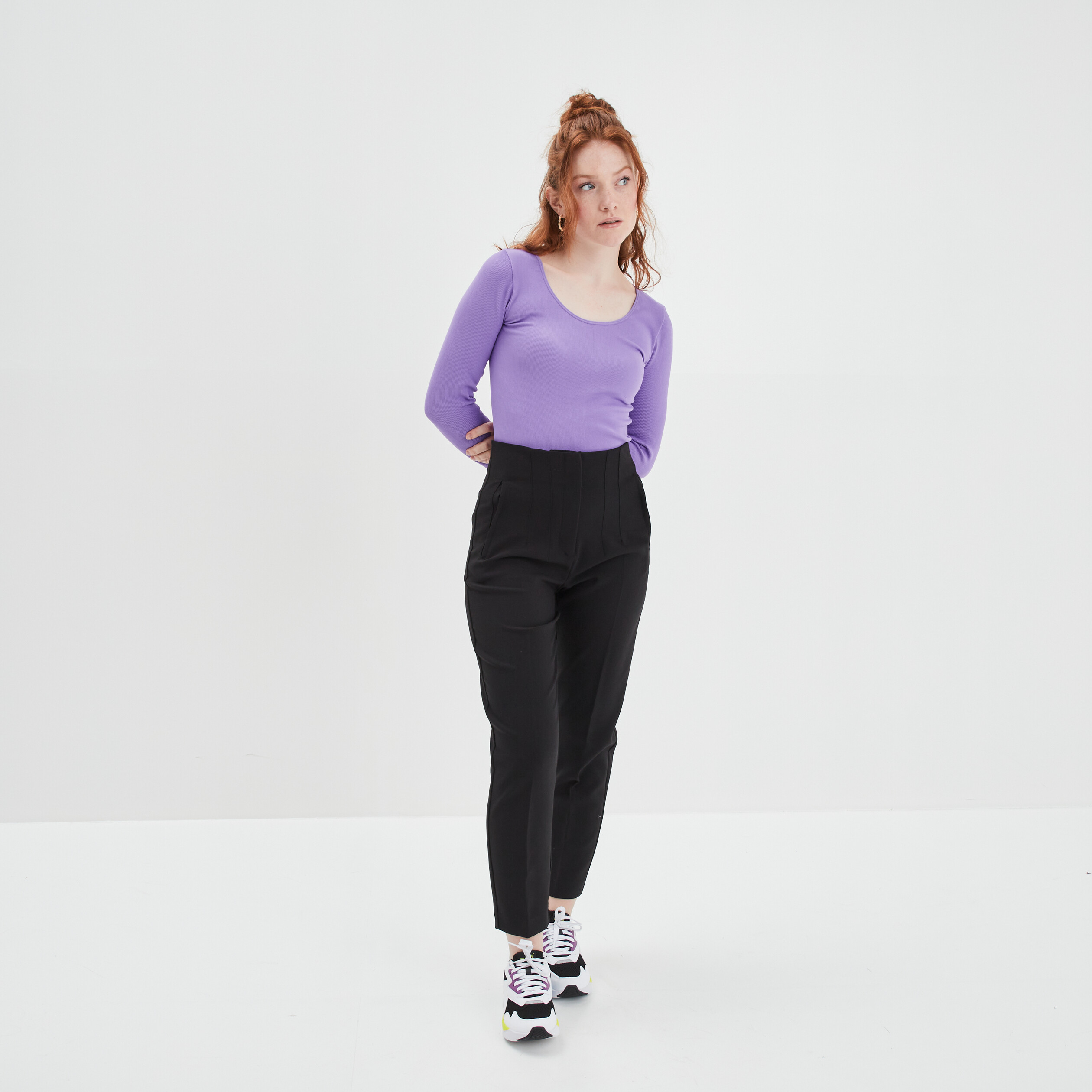 T-shirt côtelé sans couture parme femme | La Halle