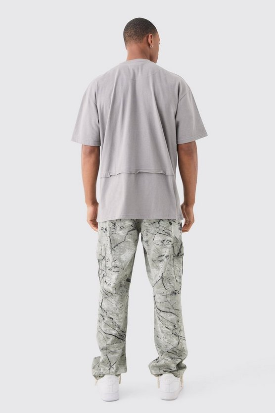 Oversize T-Shirt mit rohem Print