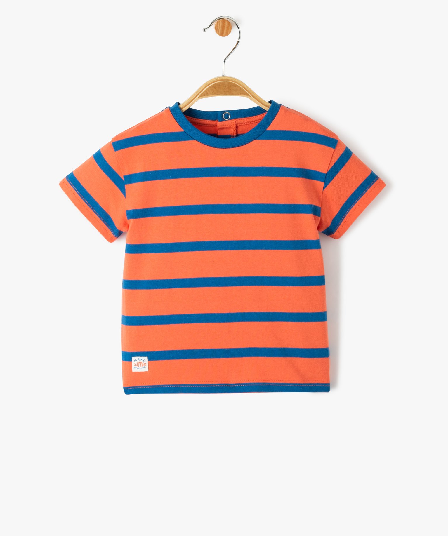 Tee-shirt bébé Garçon rayé à manches courtes rouge | GEMO