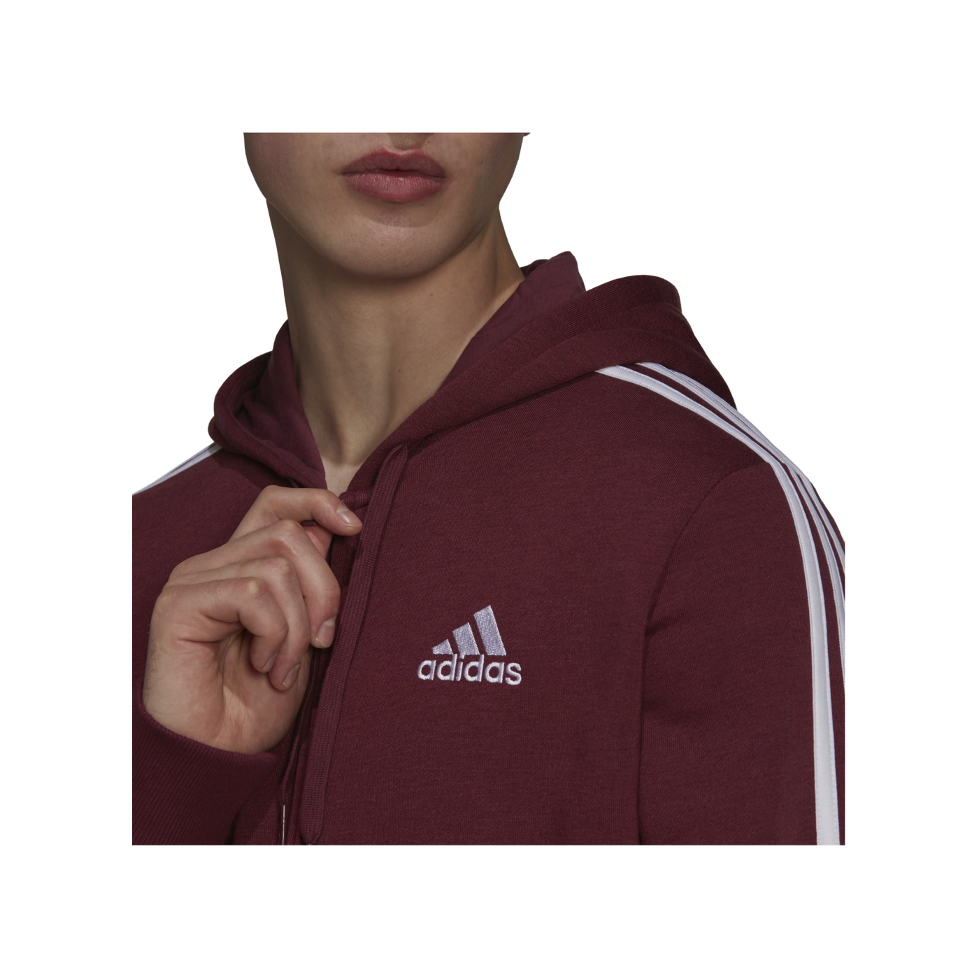 adidas Essentials 3S Kapuzenjacke Rot Weiss