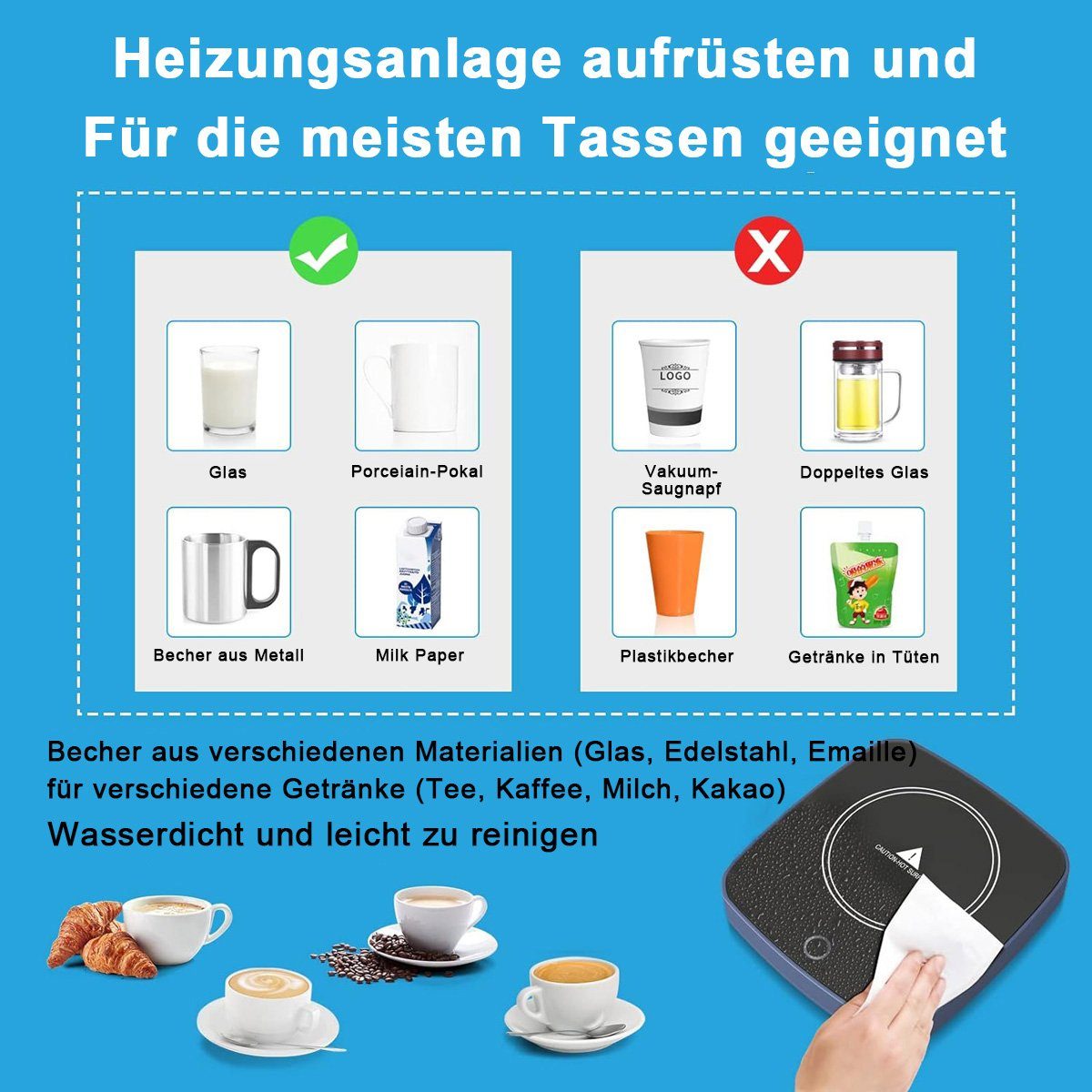 Yoyaxi Tassenwärmer Intelligenter Kaffeetassenwärmer - Getränke warmhalten