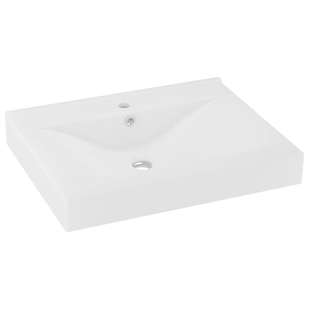 vidaXL Waschbecken Luxus-Waschbecken mit Hahnloch Matt-Weiß 60x46 cm Keramik