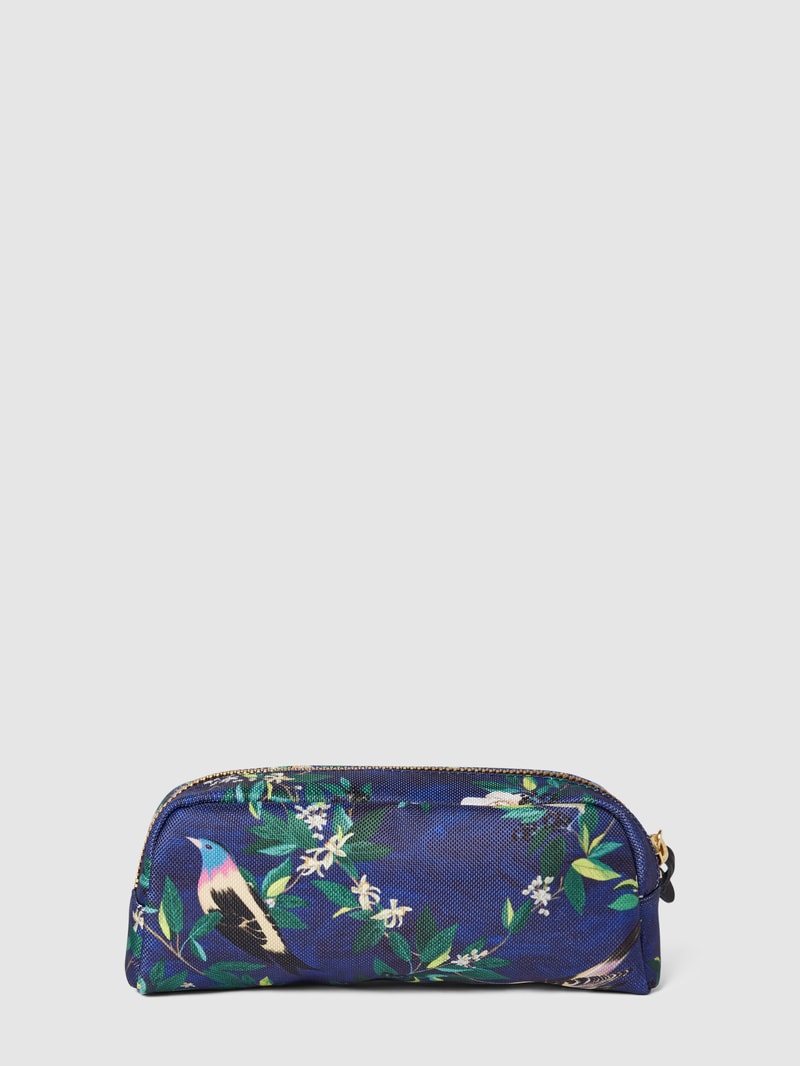 Kosmetiktasche mit Allover-Muster Modell 'Malu' in marineblau