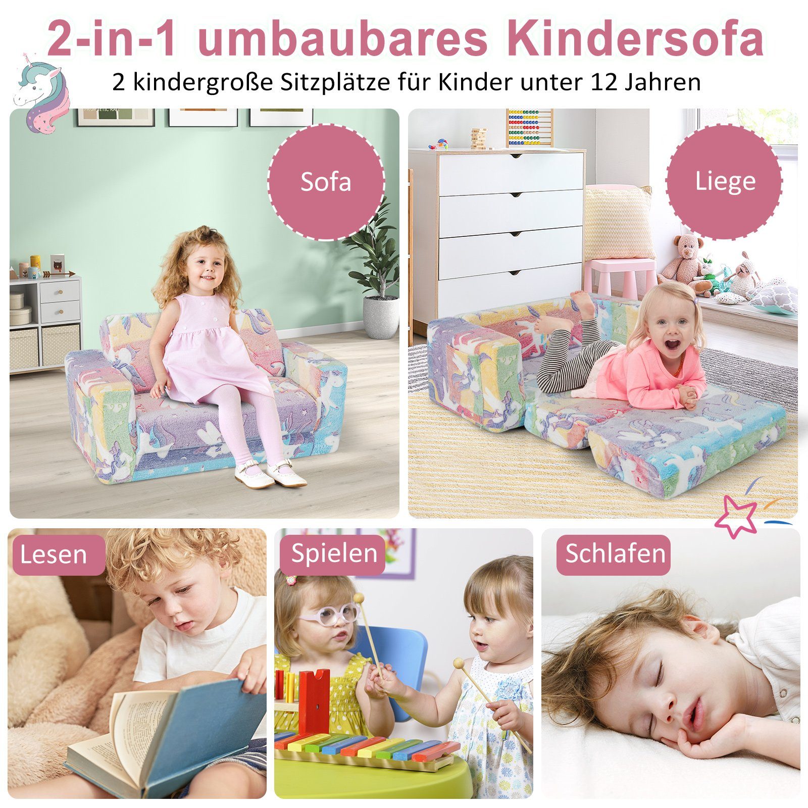 COSTWAY Kindersofa Kindersessel, im Dunkeln Leuchtend