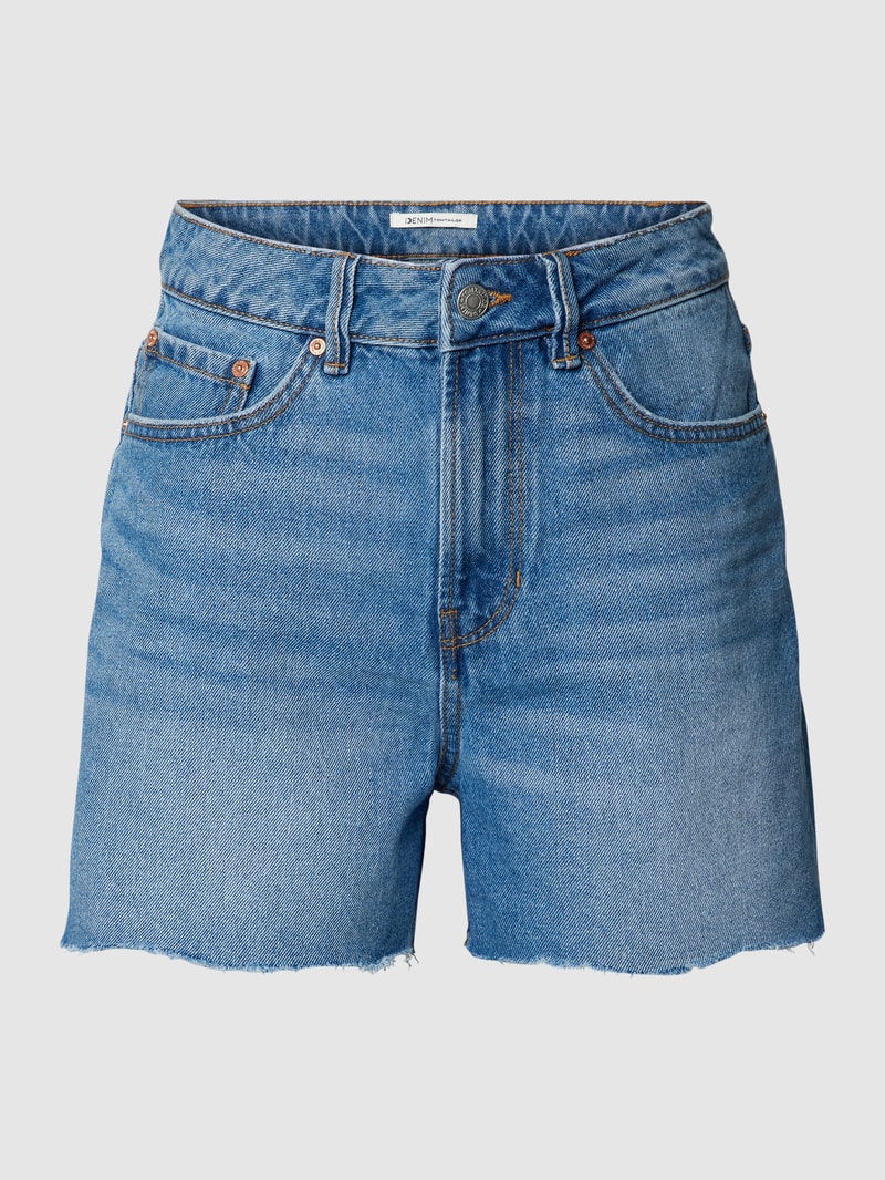 Mom Fit Jeansshorts mit ausgefranstem Saum in jeans