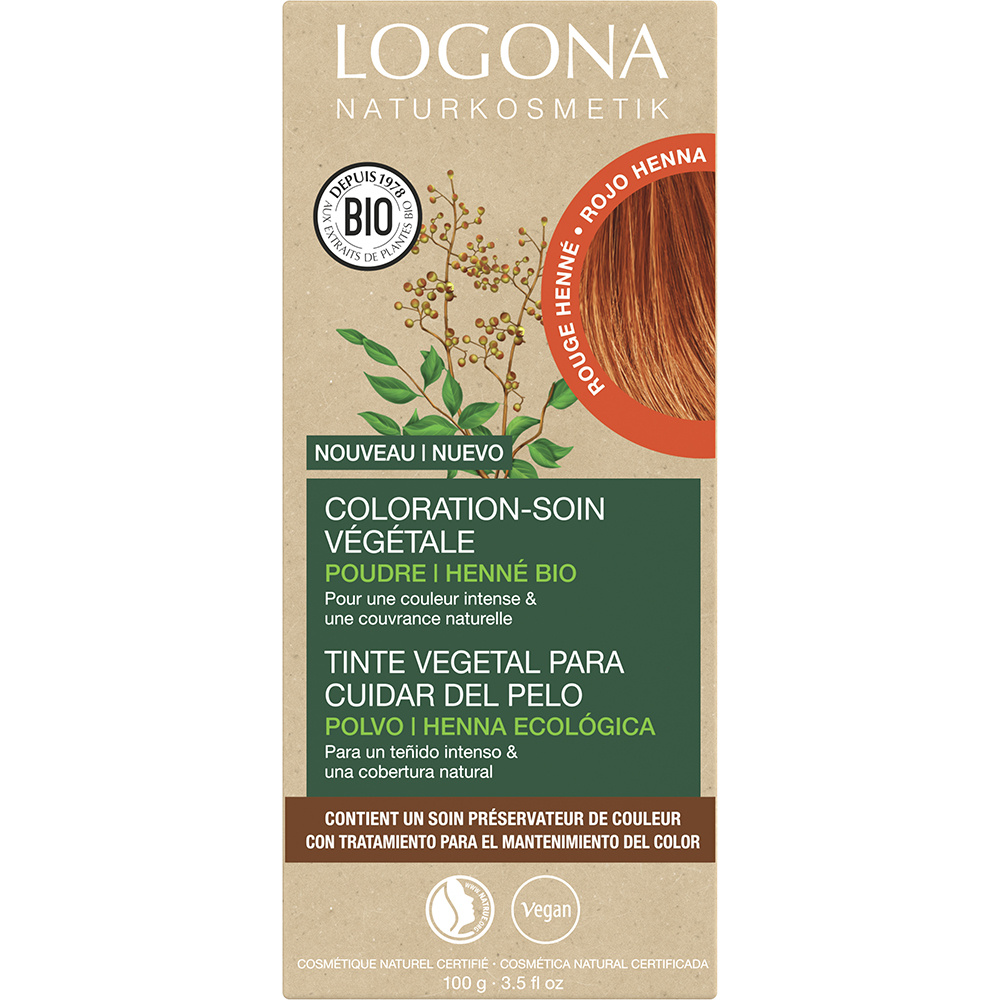 logona Coloration-soin rouge henné 100g Coloration végétale