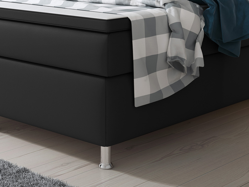 IHG Boxspringbett Miami 180x200 cm Kunstleder Schwarz