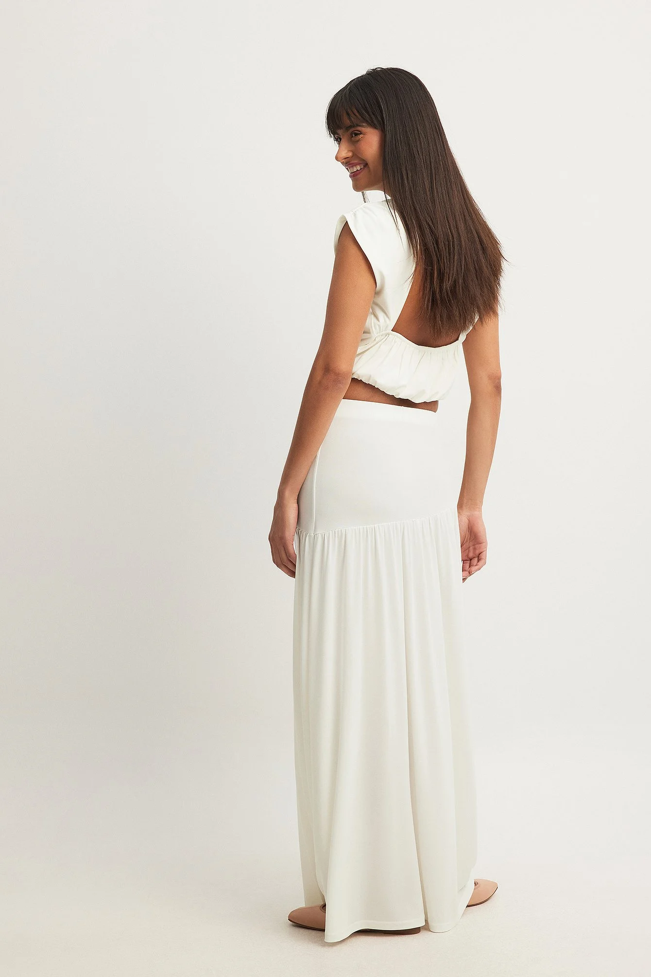 Flowy Dropped Waist Maxi Skirt
