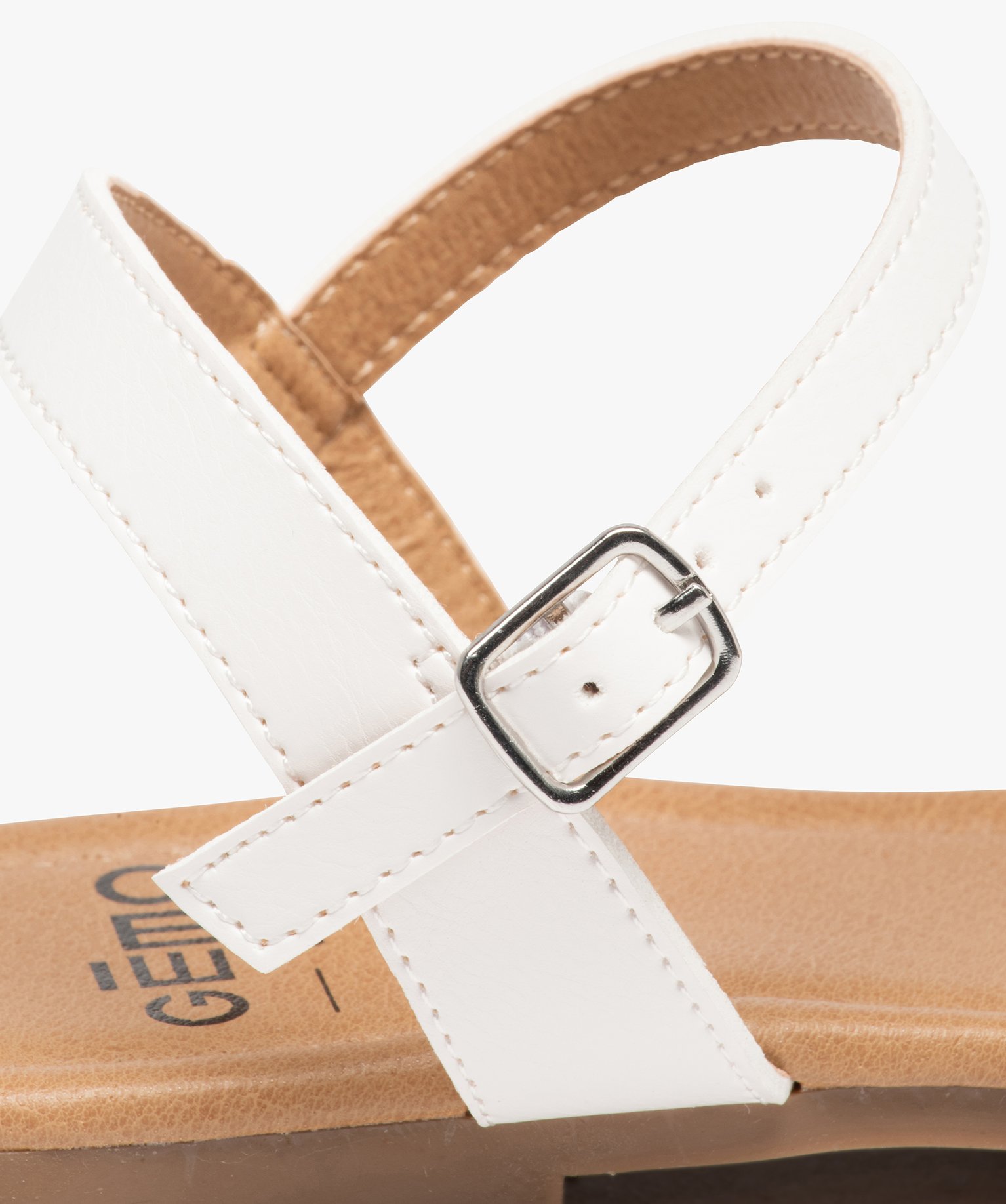 Nu-pieds femme unis à talon plat et bride large blanc | GEMO