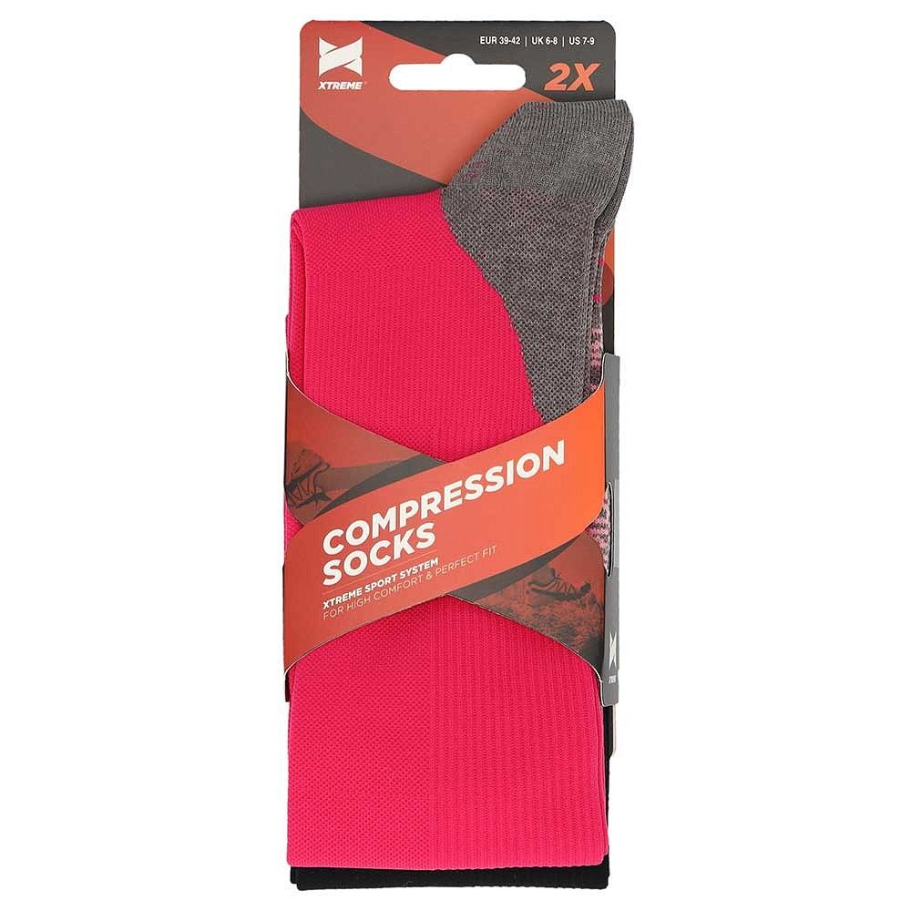 Xtreme 6 Paar Multi Black Kompressions-Laufsocken