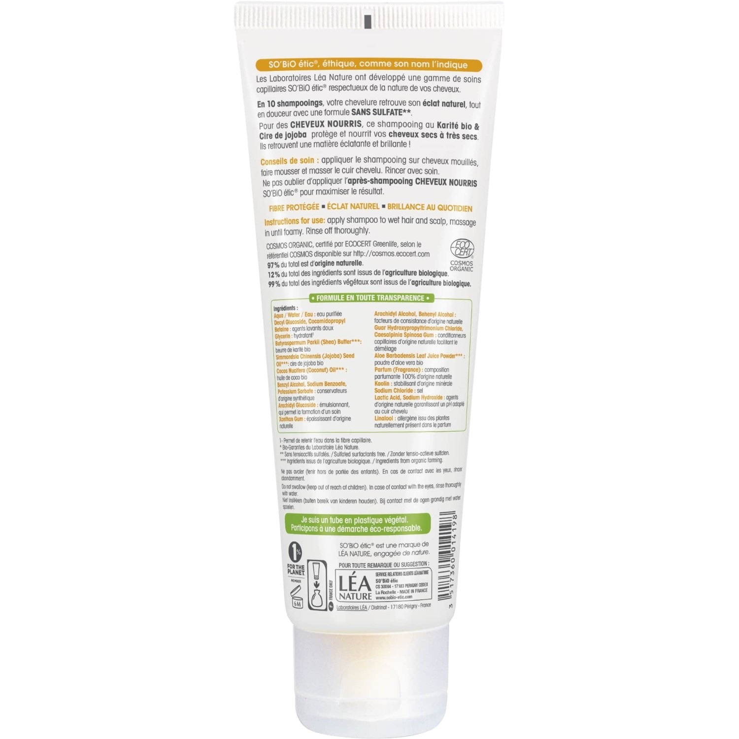 SO BiO étic Pflegendes Haarshampoo, Bio-Sheabutter & Jojobawachs