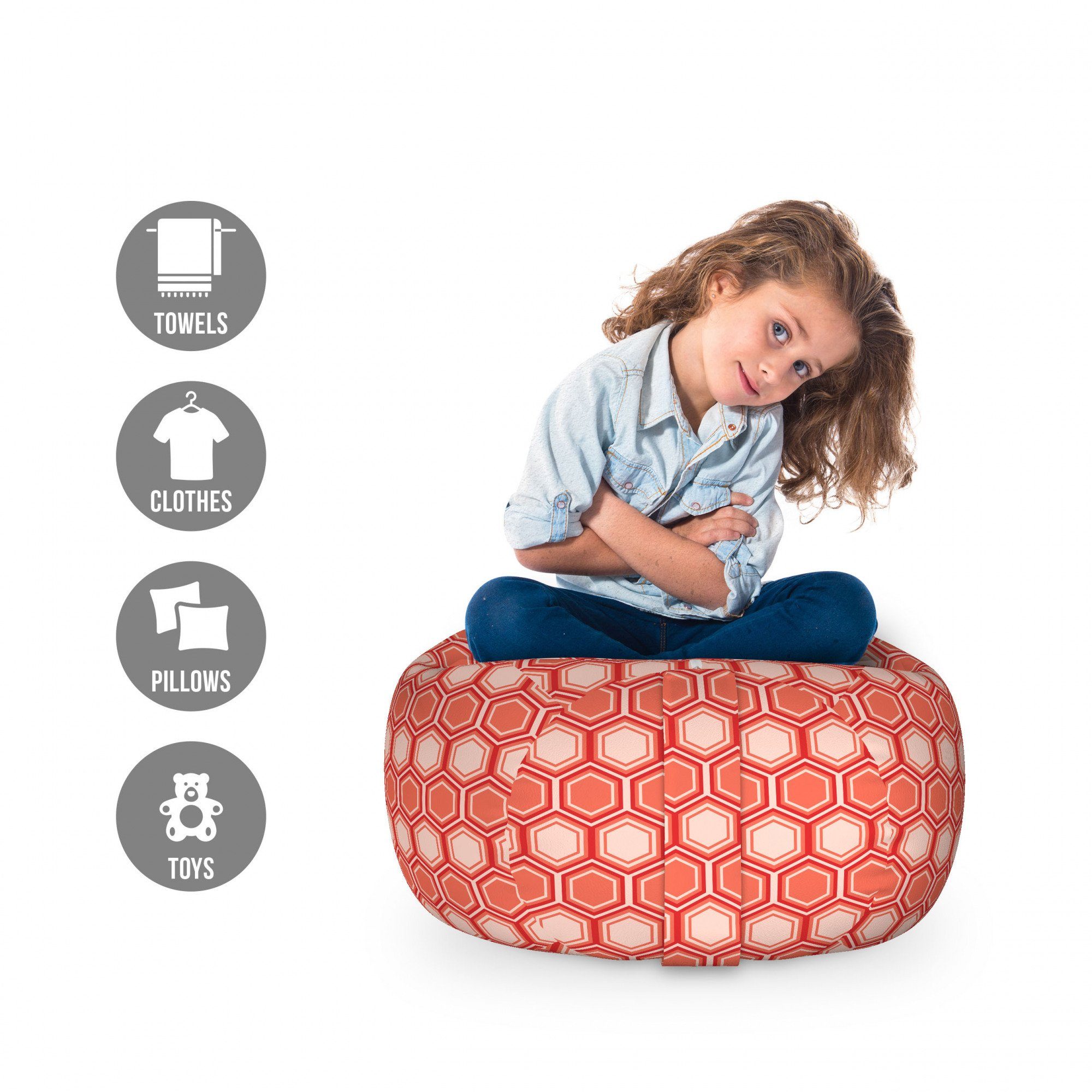 Abakuhaus Spielzeugtruhe Gefüllter Tier Organizer Waschbare Tasche für Kinder, Geometrisch Hexagonal Comb Tile