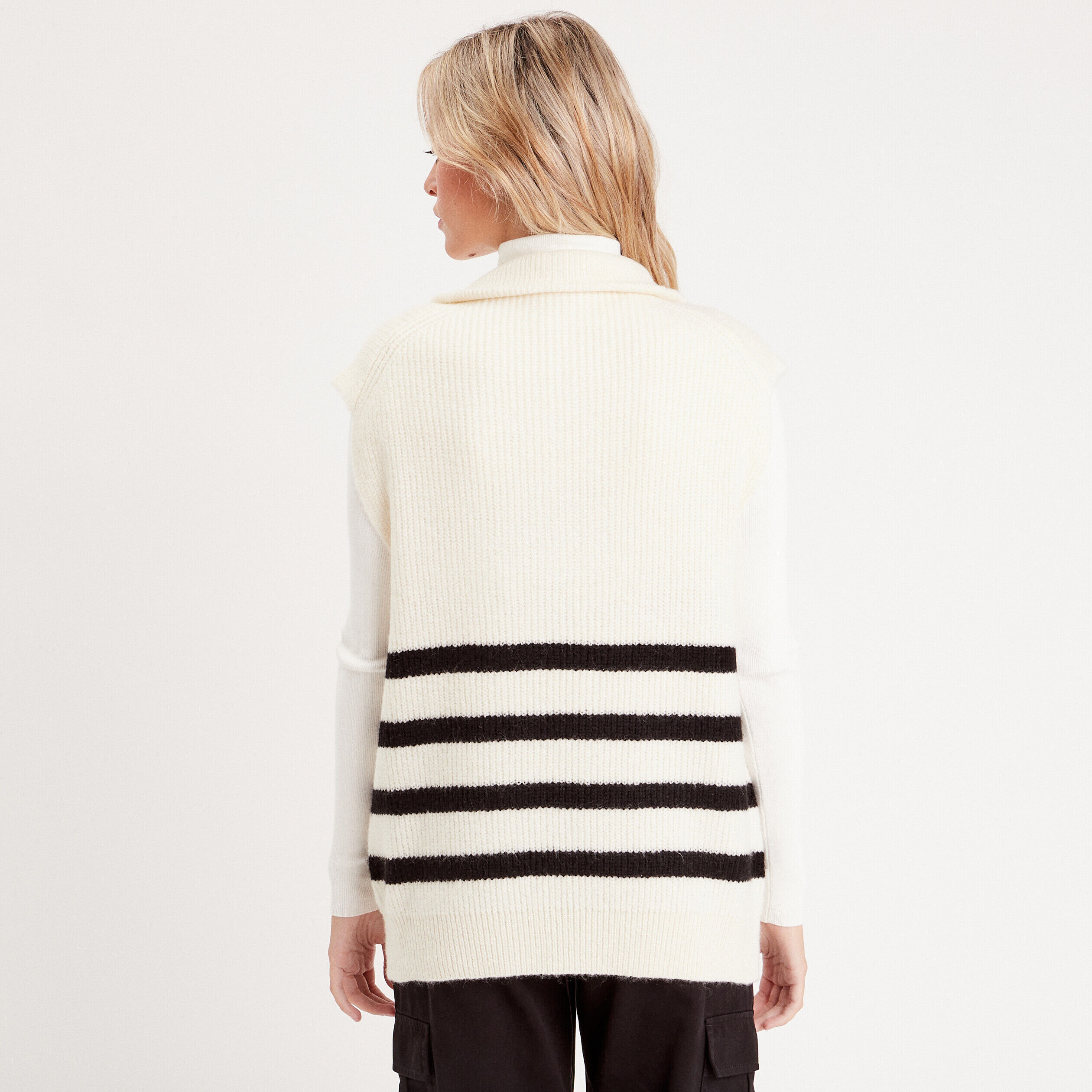 Pull col camionneur zippé ecru femme | Cache Cache