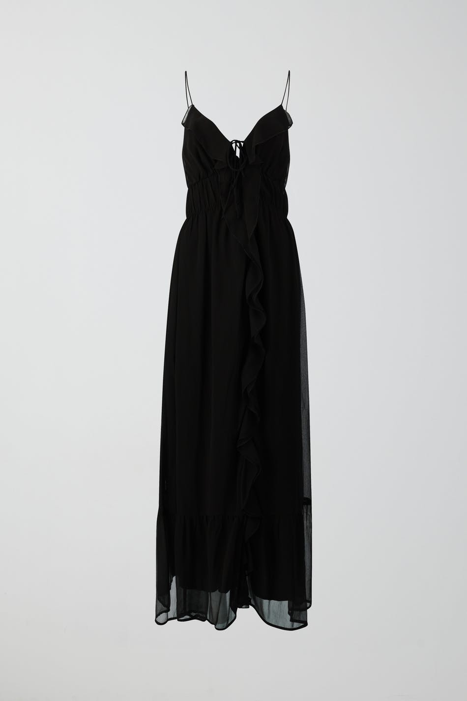 Frill chiffon maxi dress
