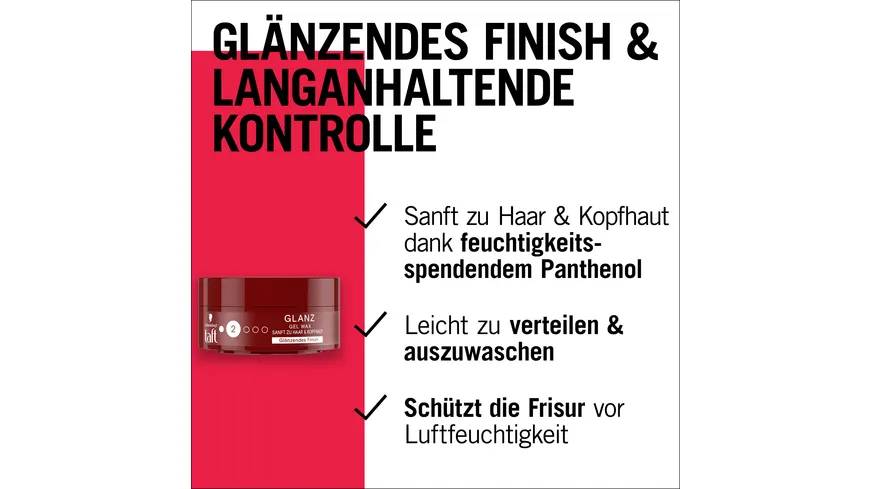 TAFT Gel Wax Glanz - Haltegrad 2 - leichter Halt 75 ml