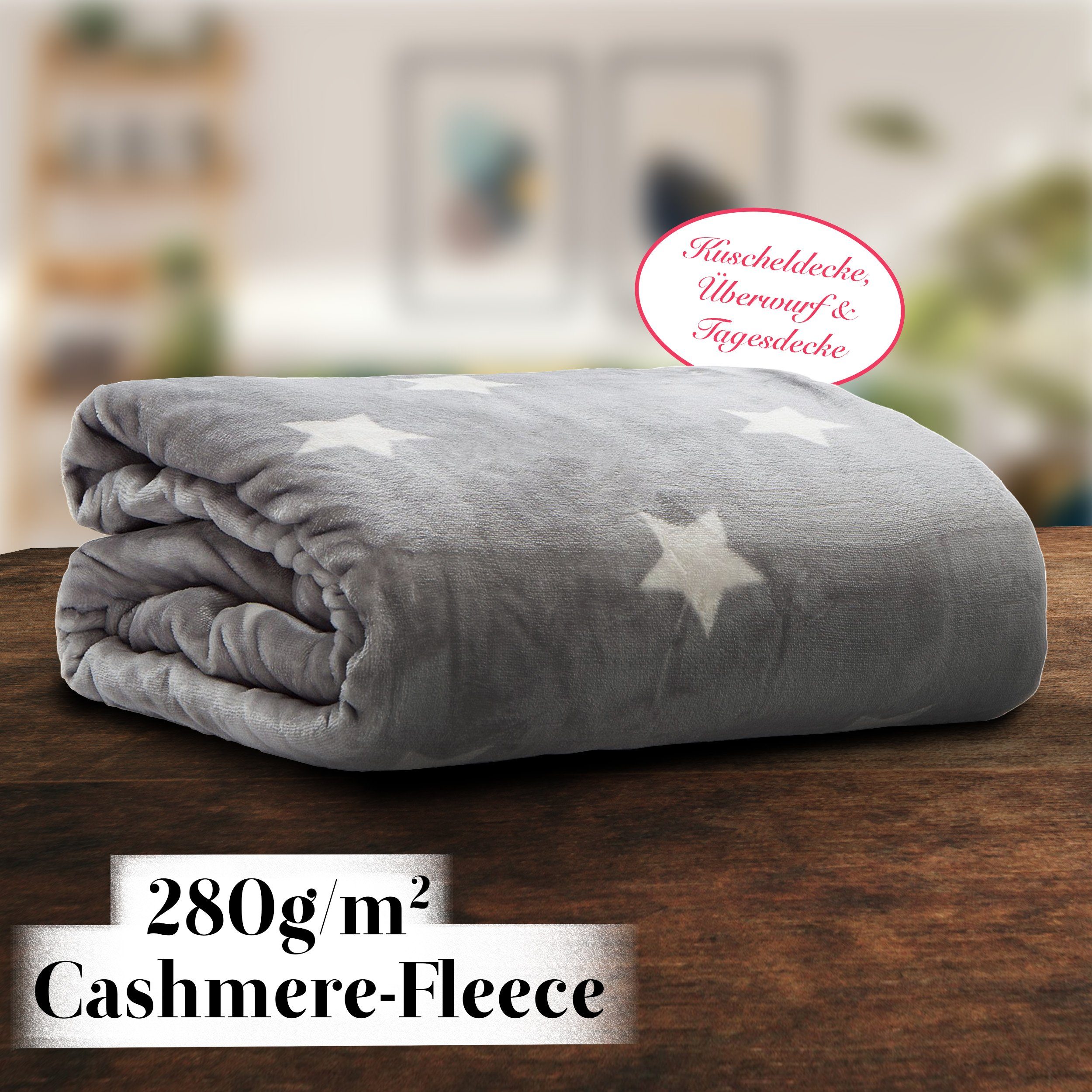 Wohndecke Snug Me Supersoft STARS Kuscheldecke 150 x 200 cm, Pink Papaya, Kuscheldecke mit Sternen