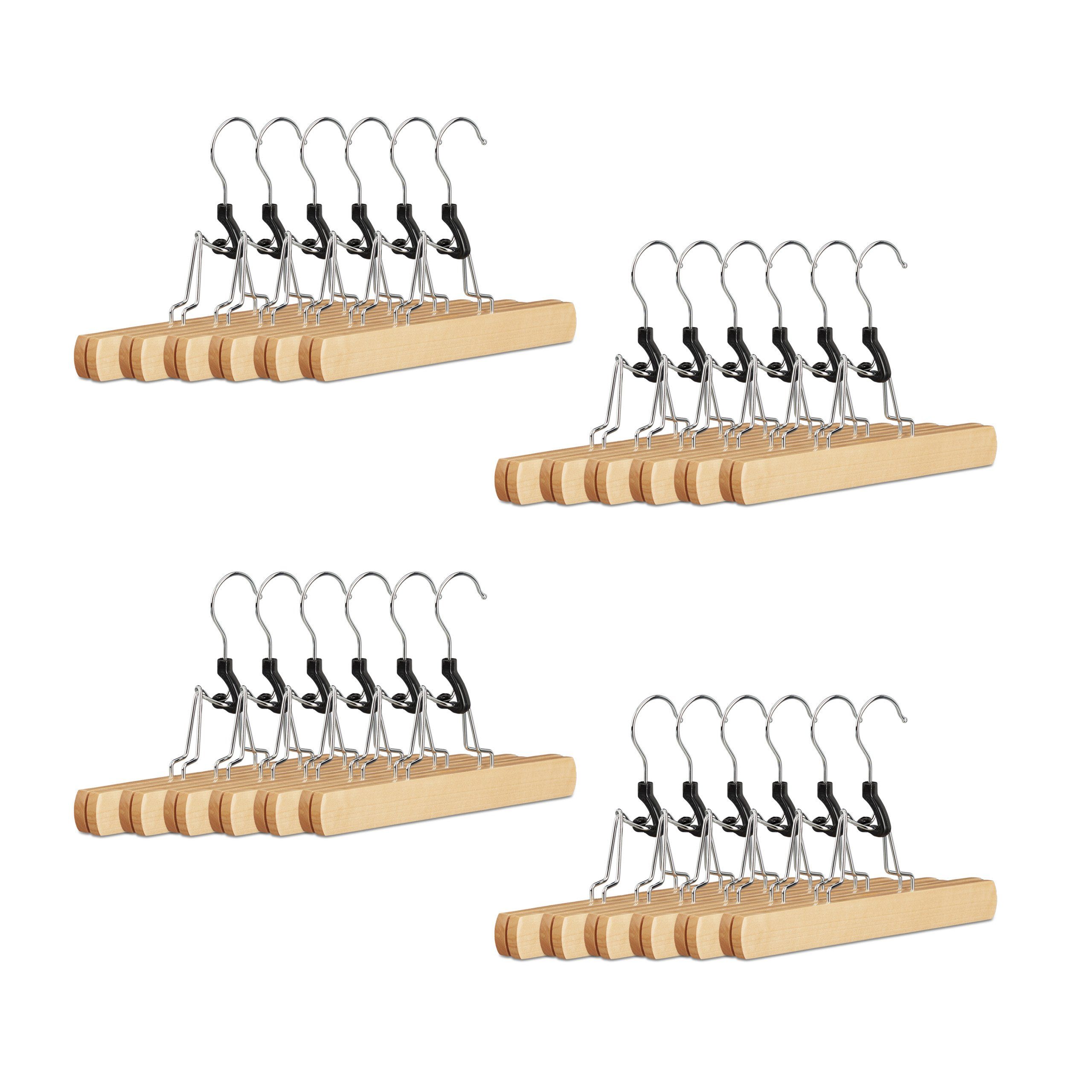 relaxdays Kleiderbügel 24 x Hosenspanner Holz