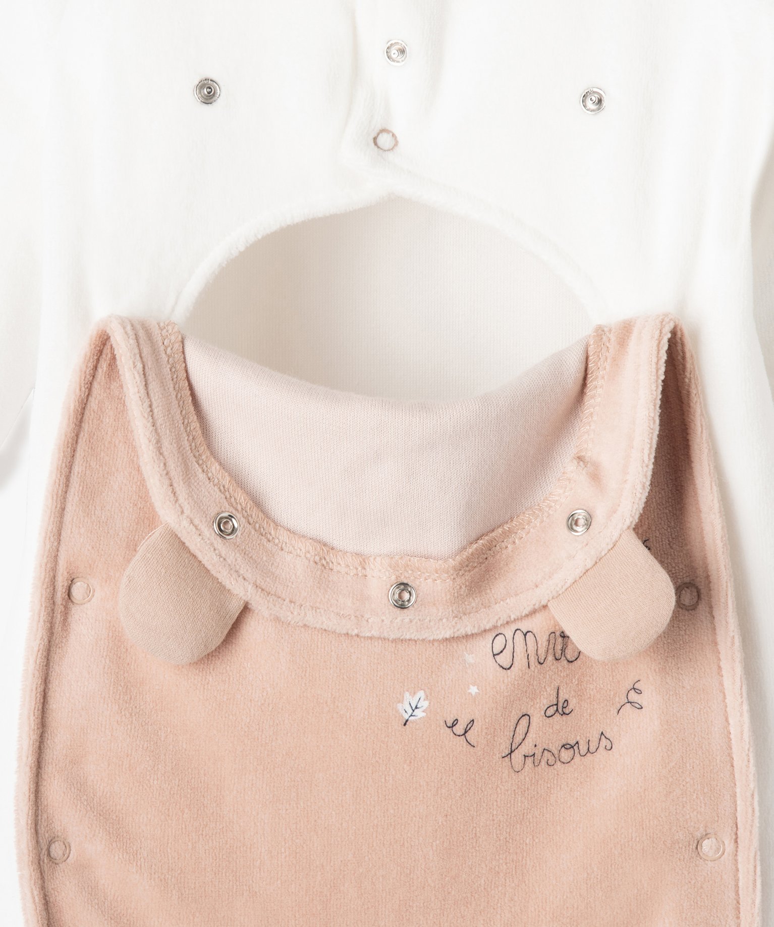Pyjama en velours avec ouverture devant bébé - Petit Béguin ecru | GEMO