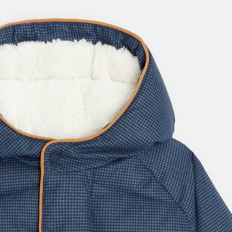 Manteau matelassé imprimé pied de puce bleu bébé garçon