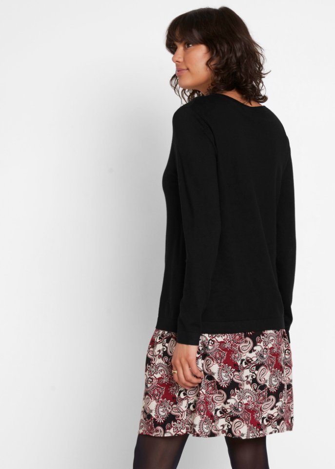 Umstandsstrickkleid/Stillkleid in 2 in 1 Optik