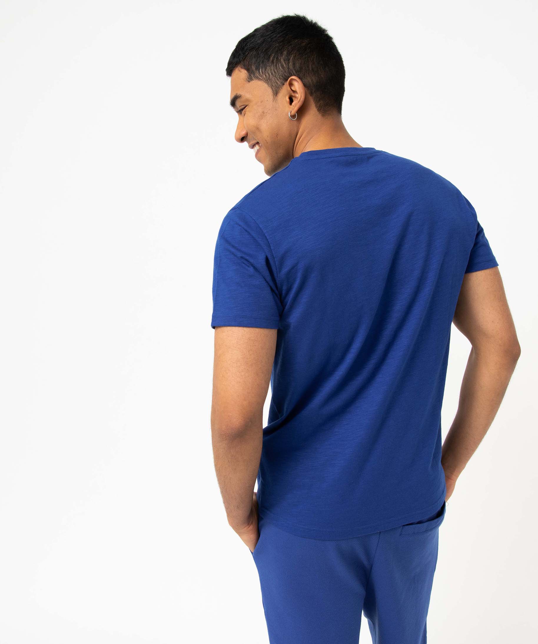 Tee-shirt homme à manches courtes à motif bleu | GEMO
