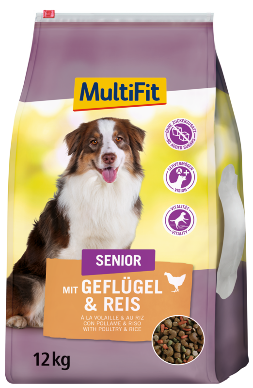 MultiFit Hundetrockenfutter MultiFit Senior mit Geflügel & Reis 12 kg