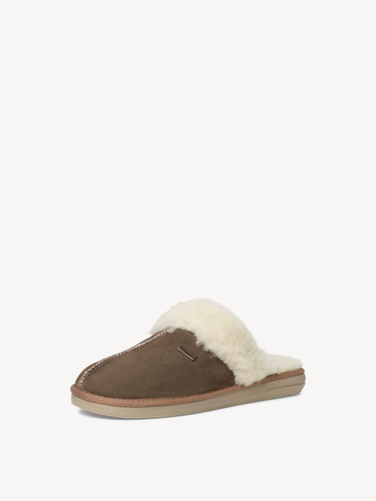 Pantoufle en cuir - beige