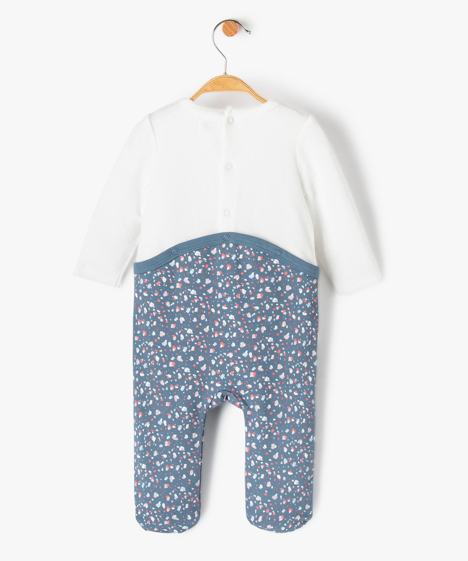 Pyjama bébé bimatière à pont-dos pressionné ecru | GEMO