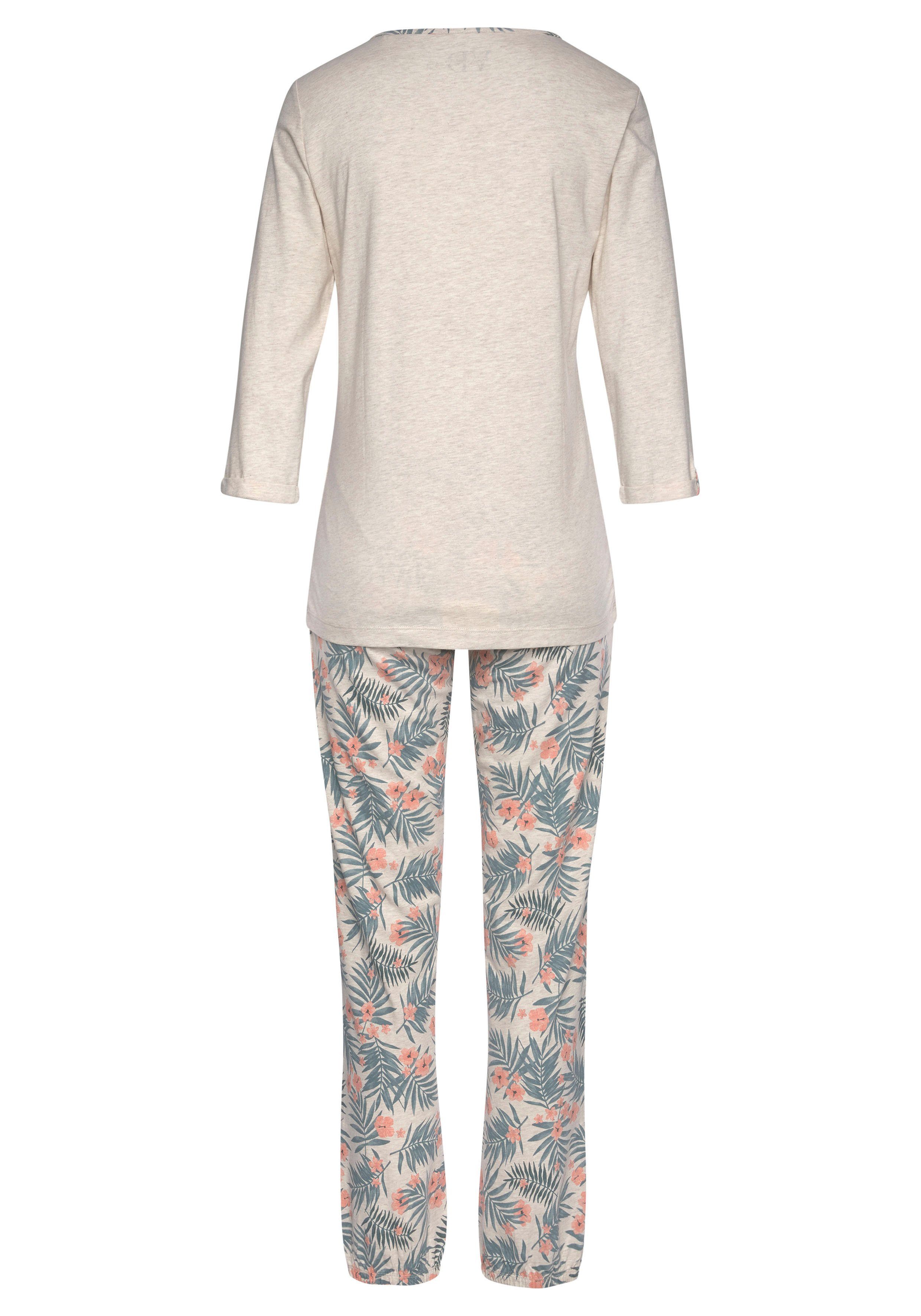 LASCANA Pyjama (2 tlg., 1 Stück) mit gemusterter Hose