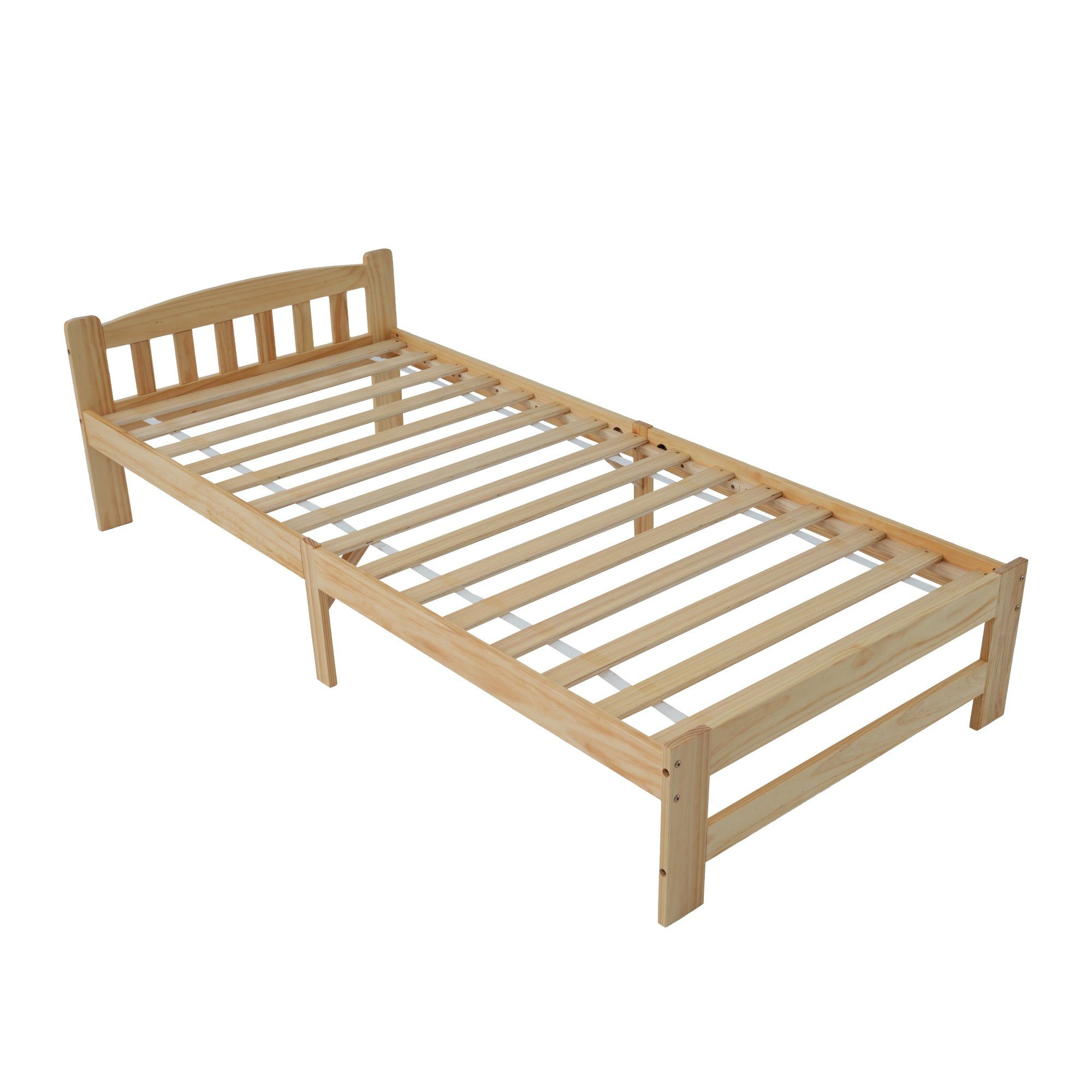 Gotagee Holzbett Futonbett Einzelbett mit Lattenroste Jugendbett Massivholzbett Natur