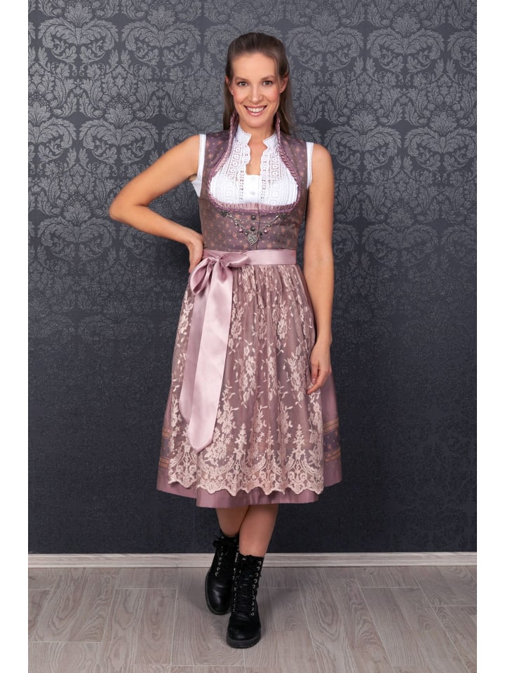 Edelnice Midi Dirndl 2-teilig Madeleine Stehkragen in rose günstig kaufen
