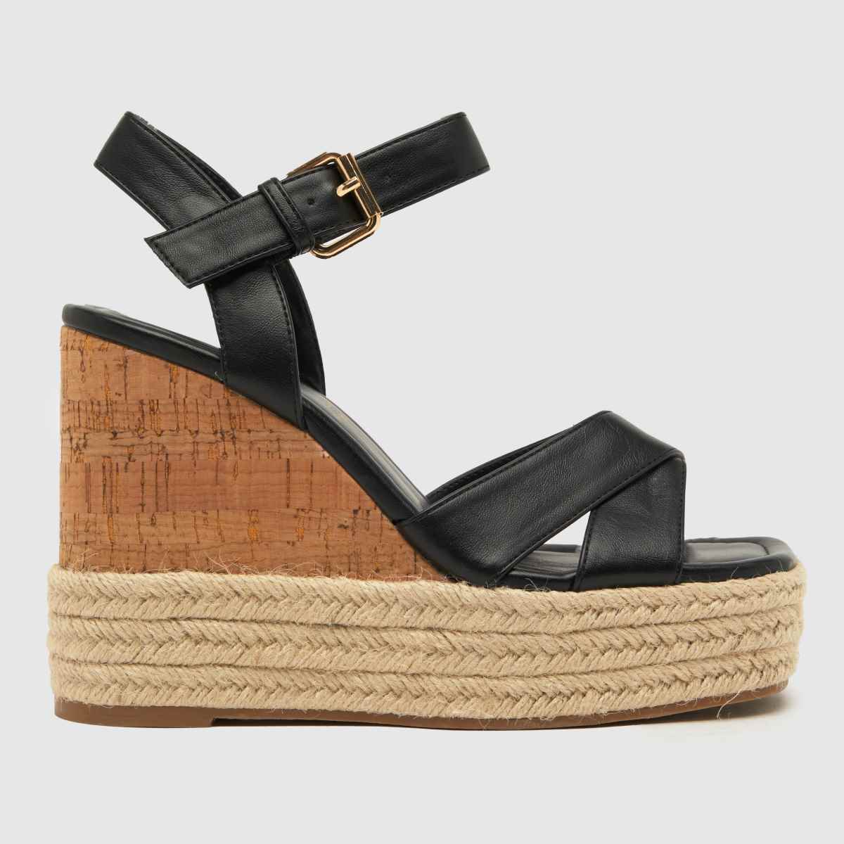 Schuh Valley – Svarta espadriller i kork med kilklack