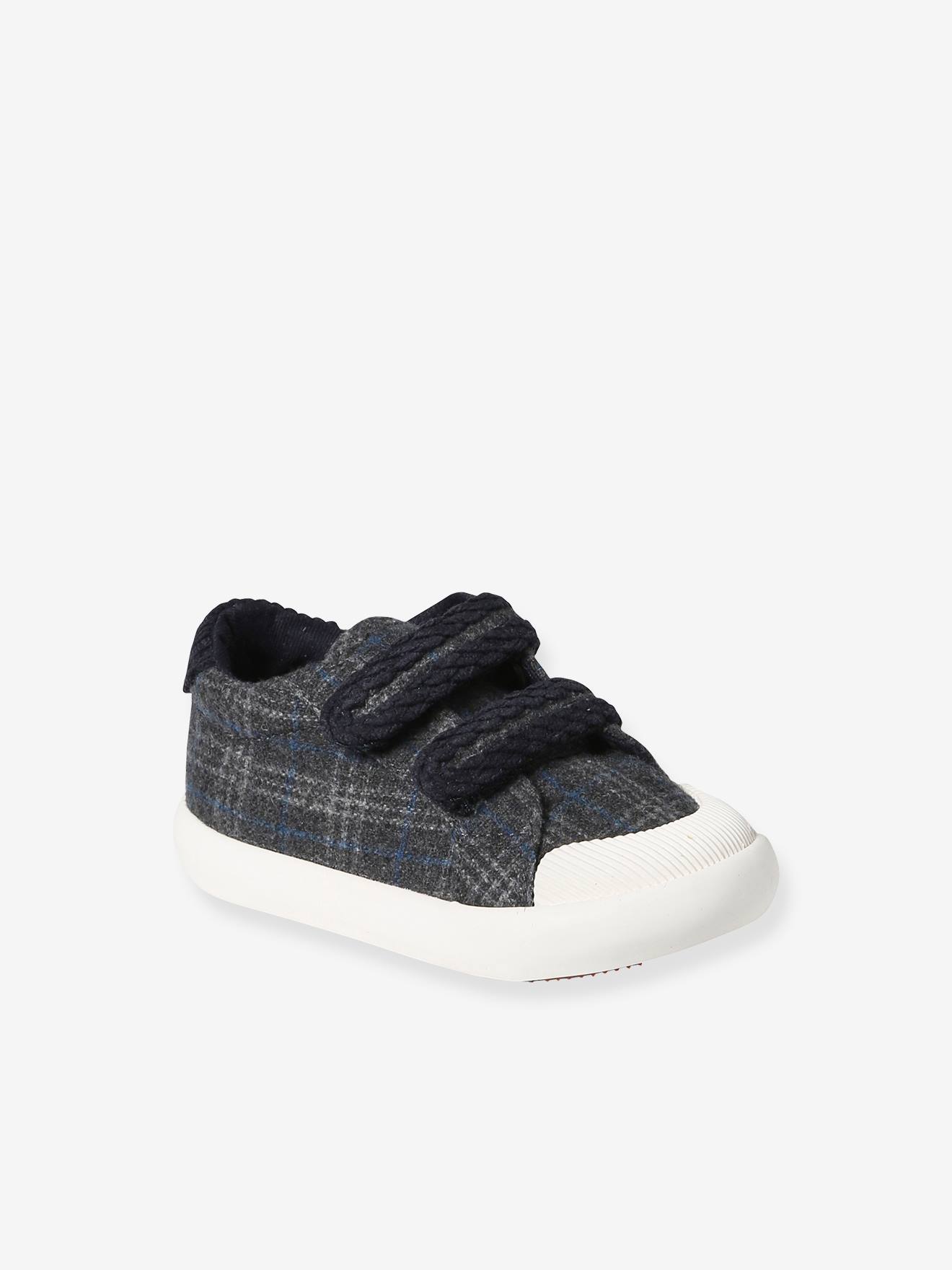 Vertbaudet Baby Stoff-Sneakers mit Klettverschluss - blau kariert
